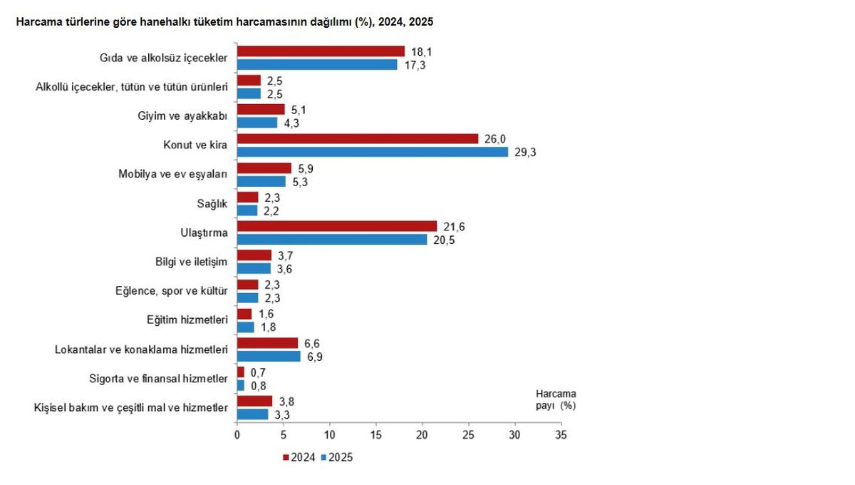 TÜİK: Hanehalkı Harcamaları 2025