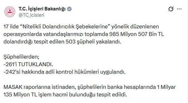 17 İlde Nitelikli Dolandırıcılık Operasyonu