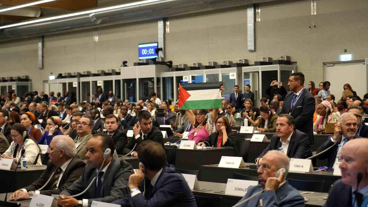 ILO Konferansı\'nda Filistin Protestosu