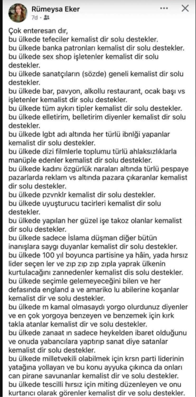 Terme Belediye Meclis üyesinden tartışma yaratan paylaşım