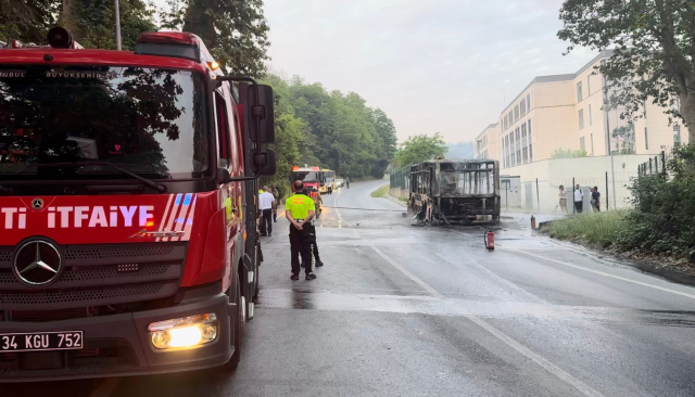 Beykoz'da İETT otobüsü alev alev yandı