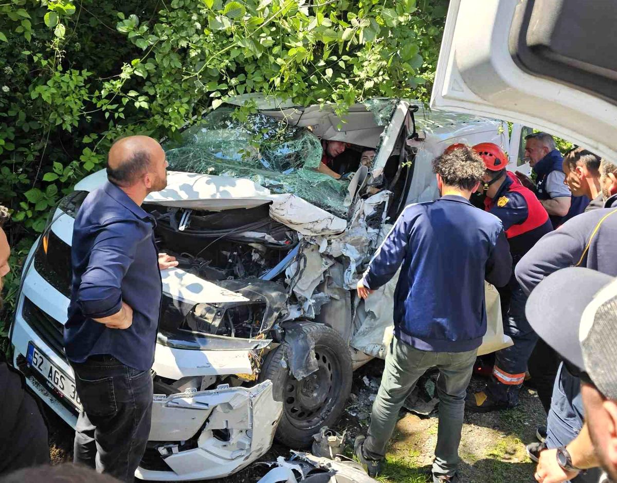 Ordu\'da çöp kamyonu ile ticari araç kafa kafaya çarpıştı: 1 yaralı