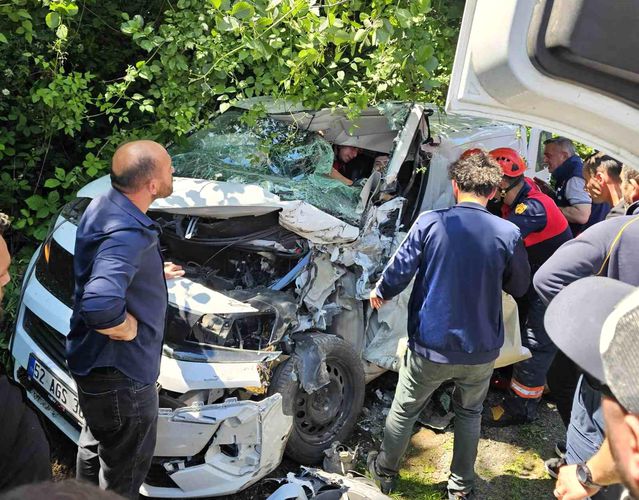 Ordu'da çöp kamyonu ile ticari araç kafa kafaya çarpıştı: 1 yaralı