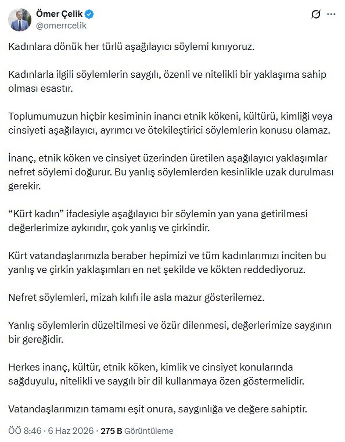 Ömer Çelik\'ten Aşağılama Kınaması