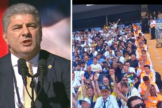 Aziz Yıldırım delegeleri Hakan Safi'nin her cümlesinden sonra aynı tepkiyi verdi