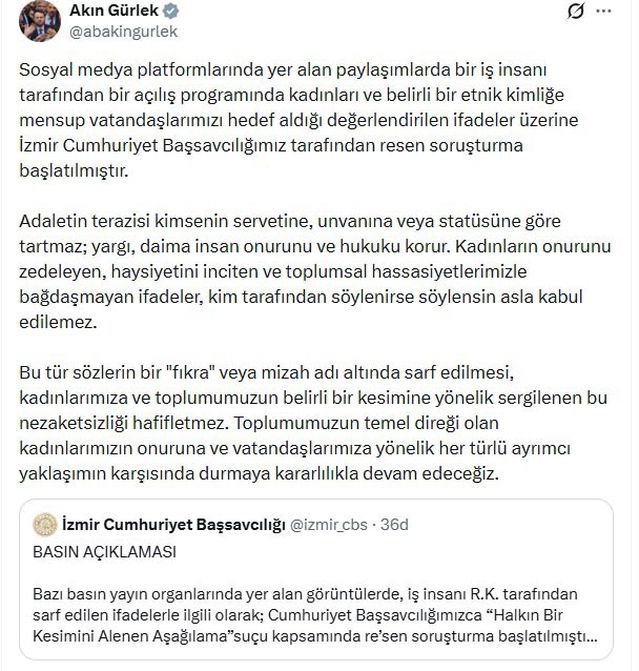 Adalet Bakanı'ndan Açıklama: Soruşturma Başlatıldı