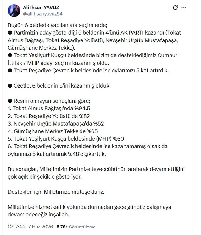 AK Parti, Ara Seçimlerde 6 Beldeden 5'ini Kazandı