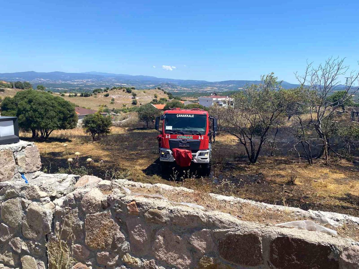 Ayvacık\'ta bir evin bahçesinde çıkan yangın büyümeden söndürüldü