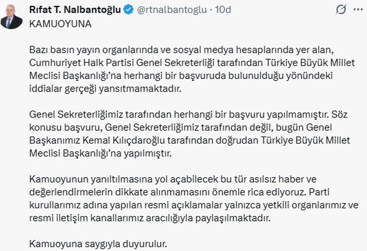 CHP\'den Başvuru Açıklaması