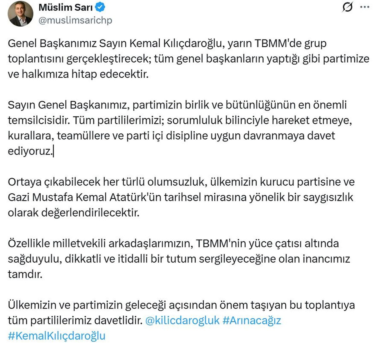 Kılıçdaroğlu TBMM\'de Grup Toplantısı Yapacak