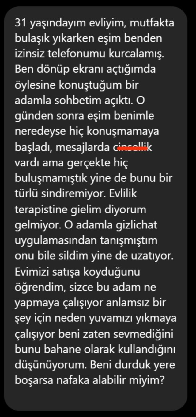 Kocasını aldatan kadının sözleri
