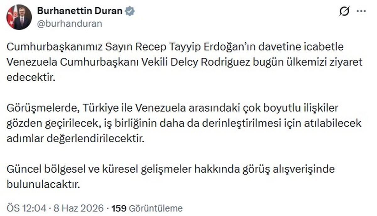 Venezuela Cumhurbaşkanı Vekili Türkiye\'de