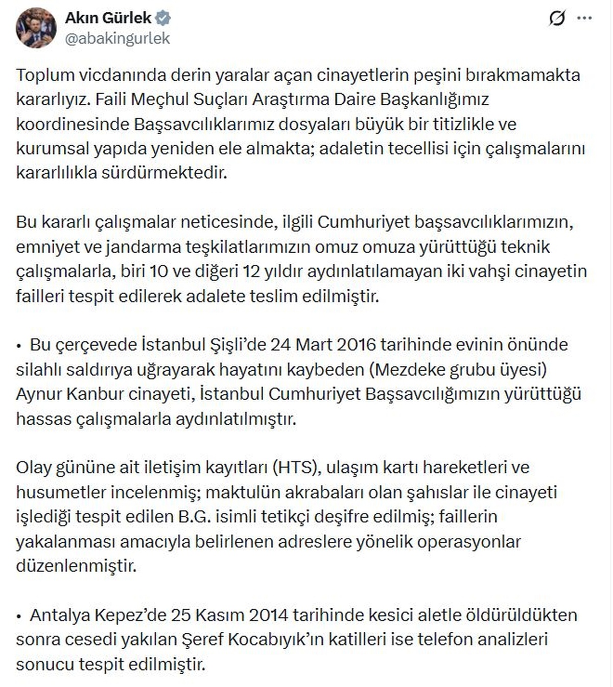İki Cinayet Aydınlatıldı