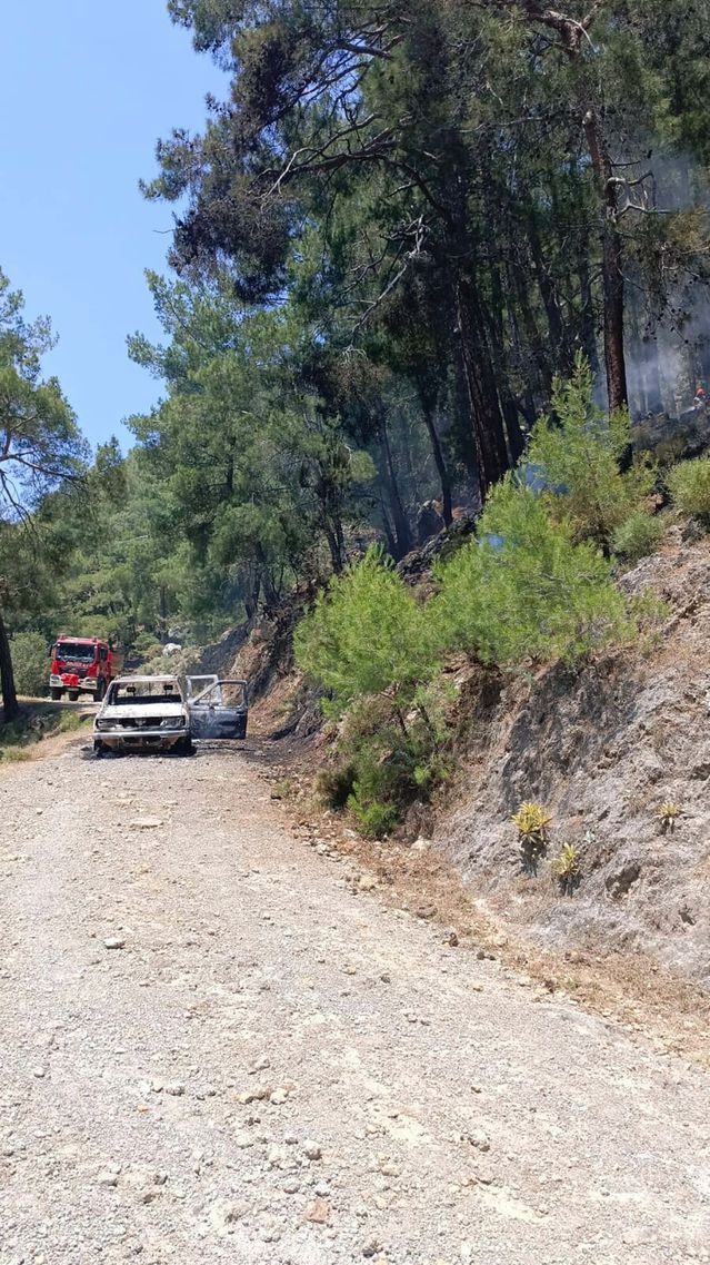 Fethiye'de Kamyonet Yangını Ormana Sıçradı