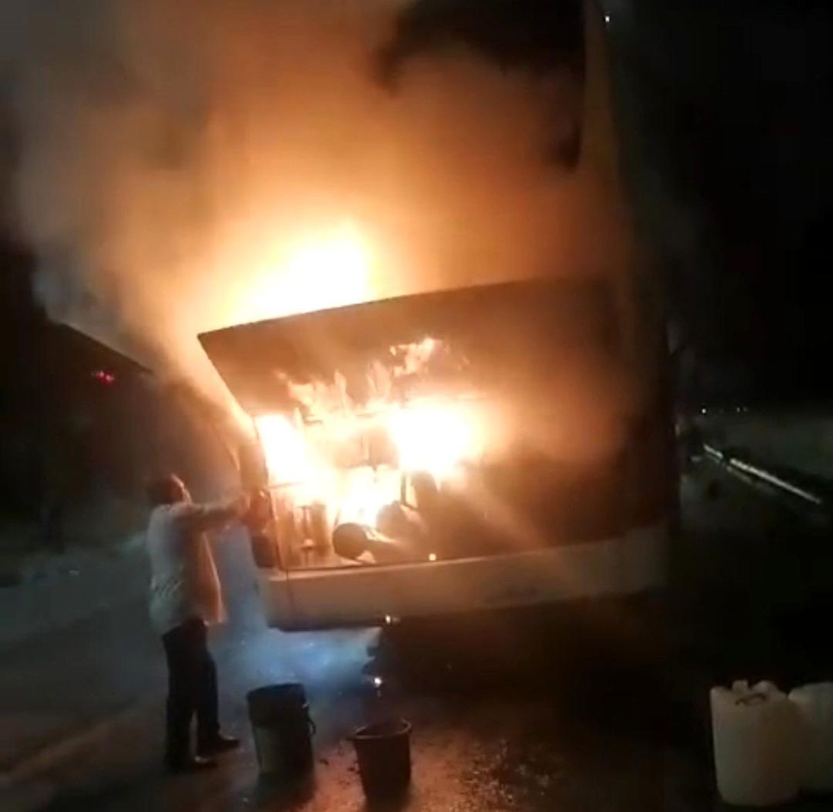 Samsun\'da Otobüste Yangın Panik Yarattı