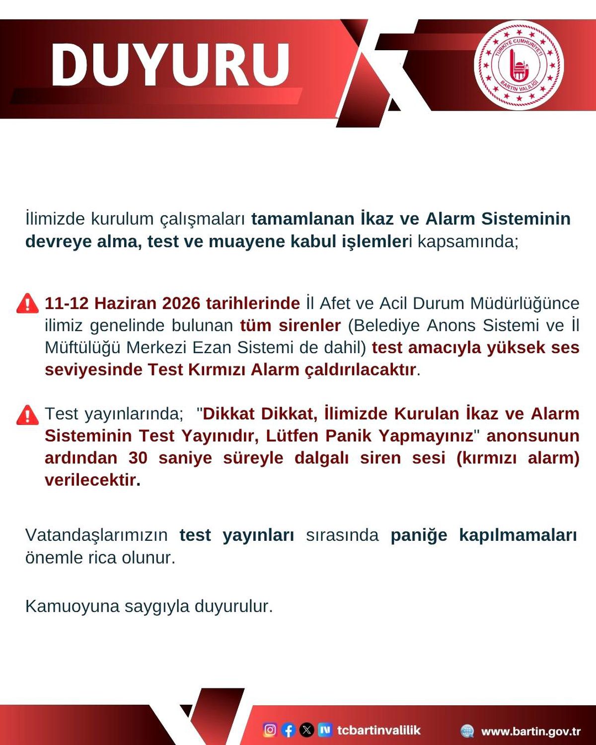 Bartın\'da afetler için ikaz ve alarm sistemi kuruldu