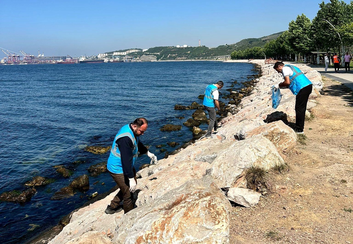 Dilovası\'nda Marmara Denizi için sahil temizliği yapıldı