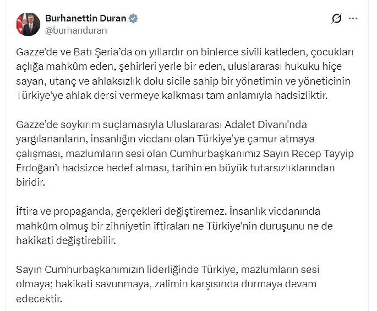 Duran\'dan Gazze tepkisi: Hadsizlik