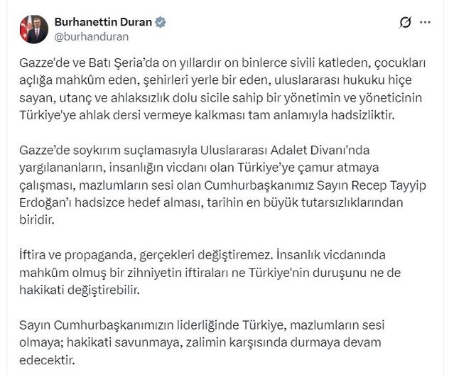 Duran'dan Gazze tepkisi: Hadsizlik