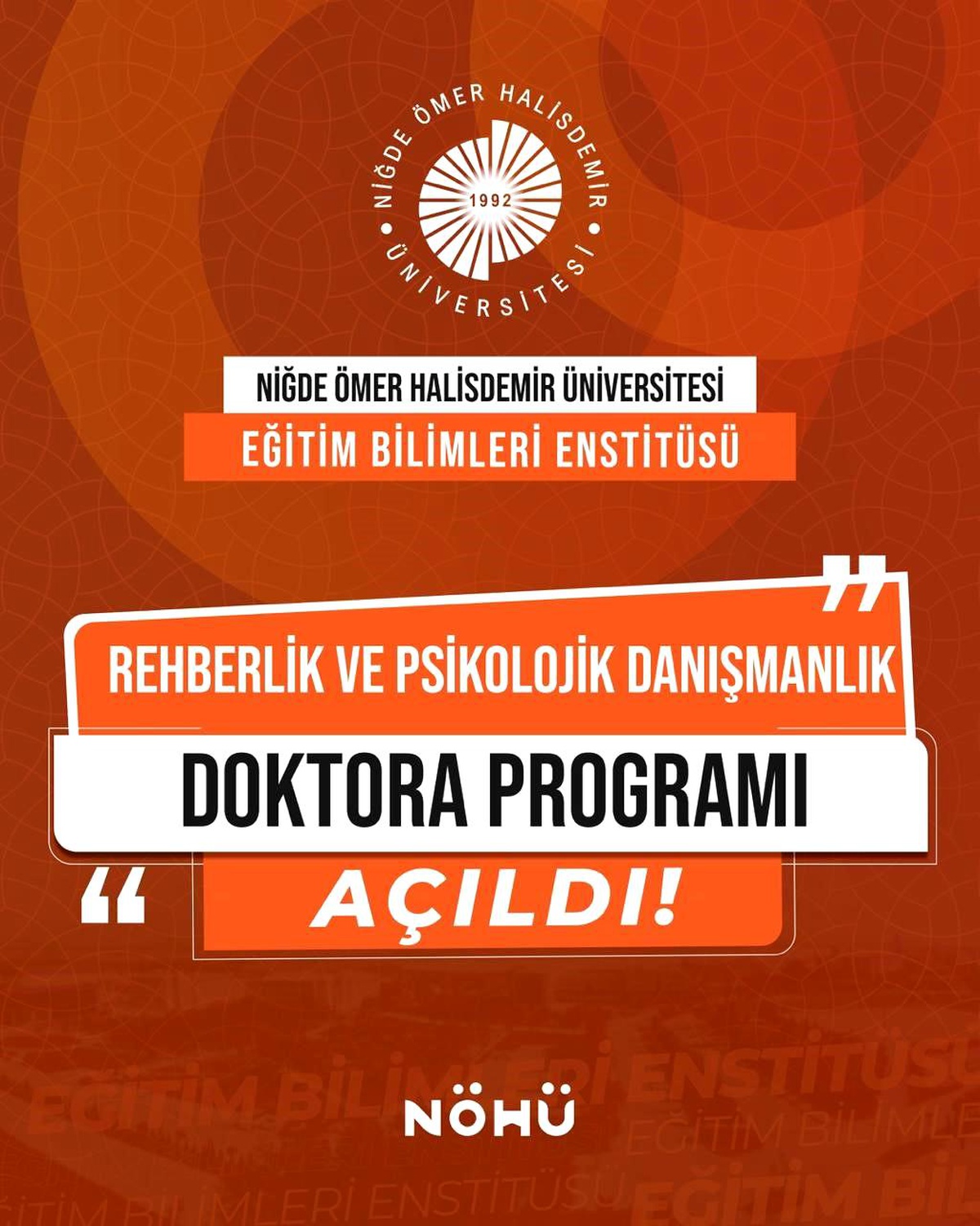 NÖHÜ\'den Yeni Doktora Programı
