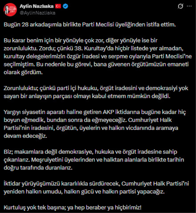 CHP Parti Meclisi'nden istifa eden 28 üyenin ismi belli oldu
