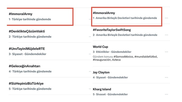 #ImmoralArmy Etiketi Global Gündemde