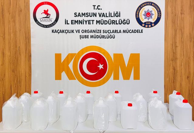 Samsun'da 90 litre etil alkol ele geçirildi, 2 gözaltı