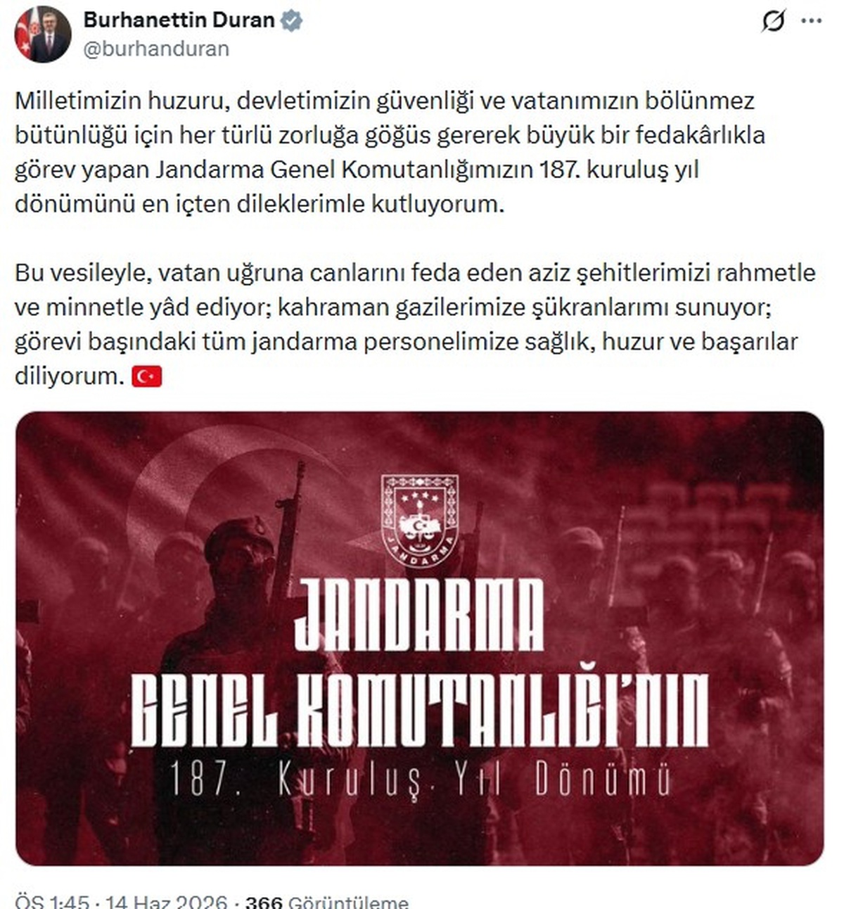 Jandarma\'nın 187. Kuruluş Yıl Dönümü Kutlandı