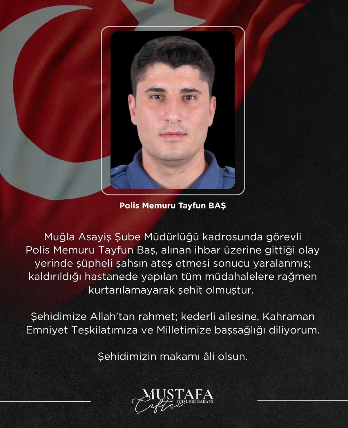 Polis Memuru Tayfun Baş Şehit Oldu