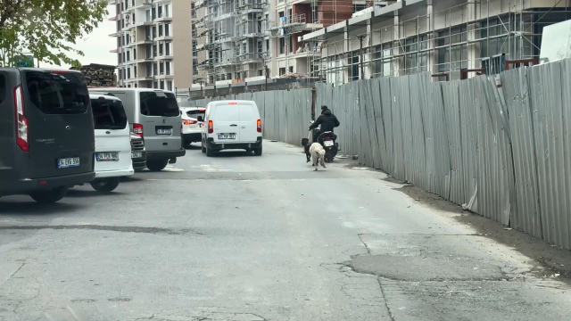 Seyrantepe'de motosiklete bağladığı köpeği metrelerce koşturdu: 8 bin 678 lira ceza kesildi
