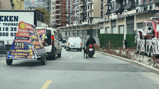 Seyrantepe'de motosiklete bağladığı köpeği metrelerce koşturdu: 8 bin 678 lira ceza kesildi