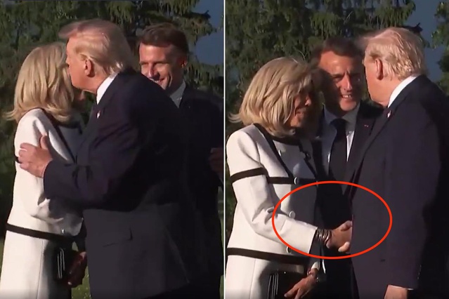 G7’ye damga vuran tokalaşma: Trump Fransız First Lady’nin elini bırakamadı