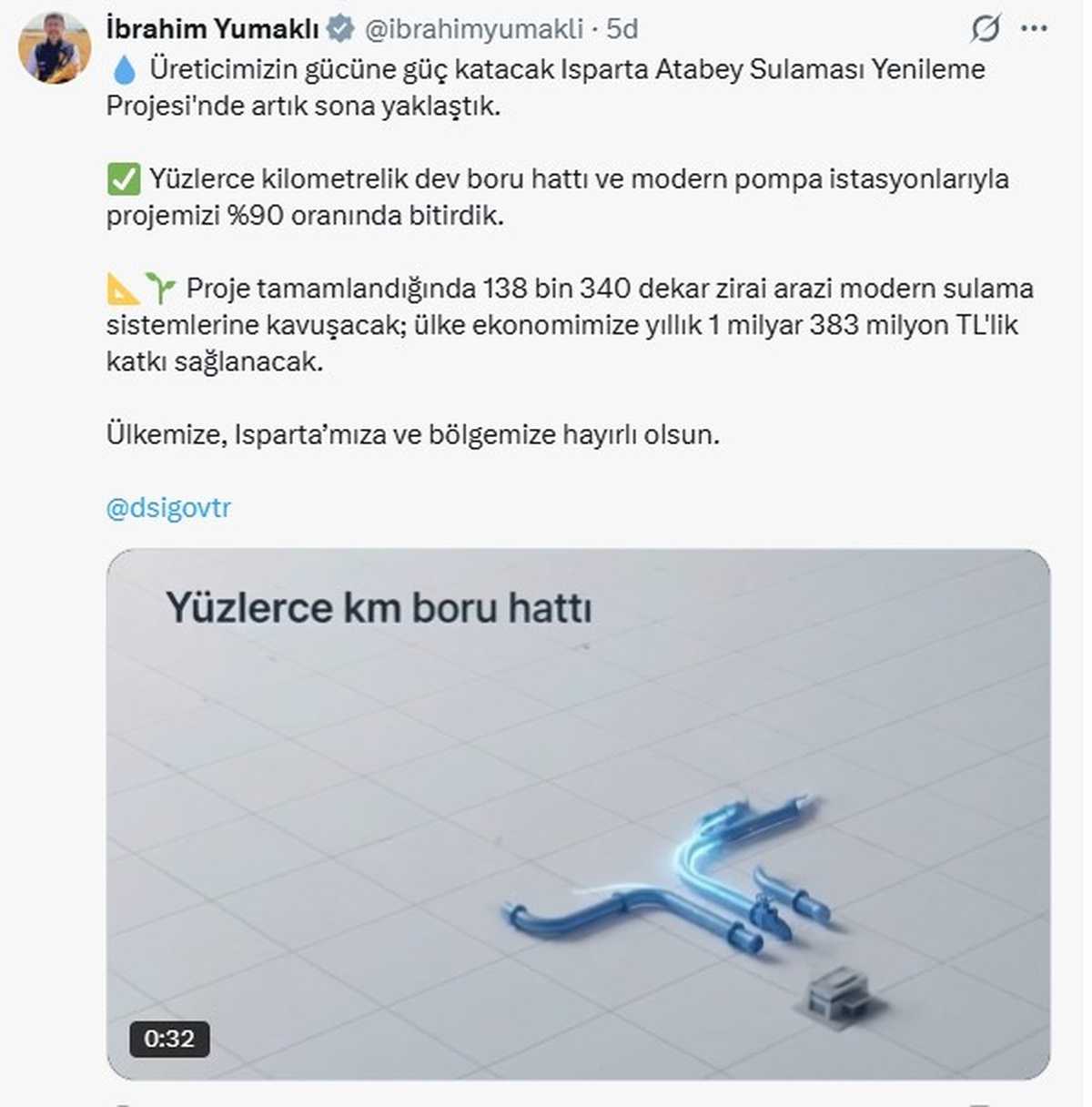 Isparta Sulama Projesi Sona Yaklaşıyor