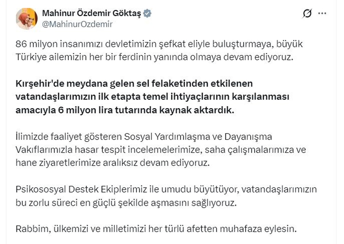 Sel Felaketi İçin 6 Milyon Lira Destek