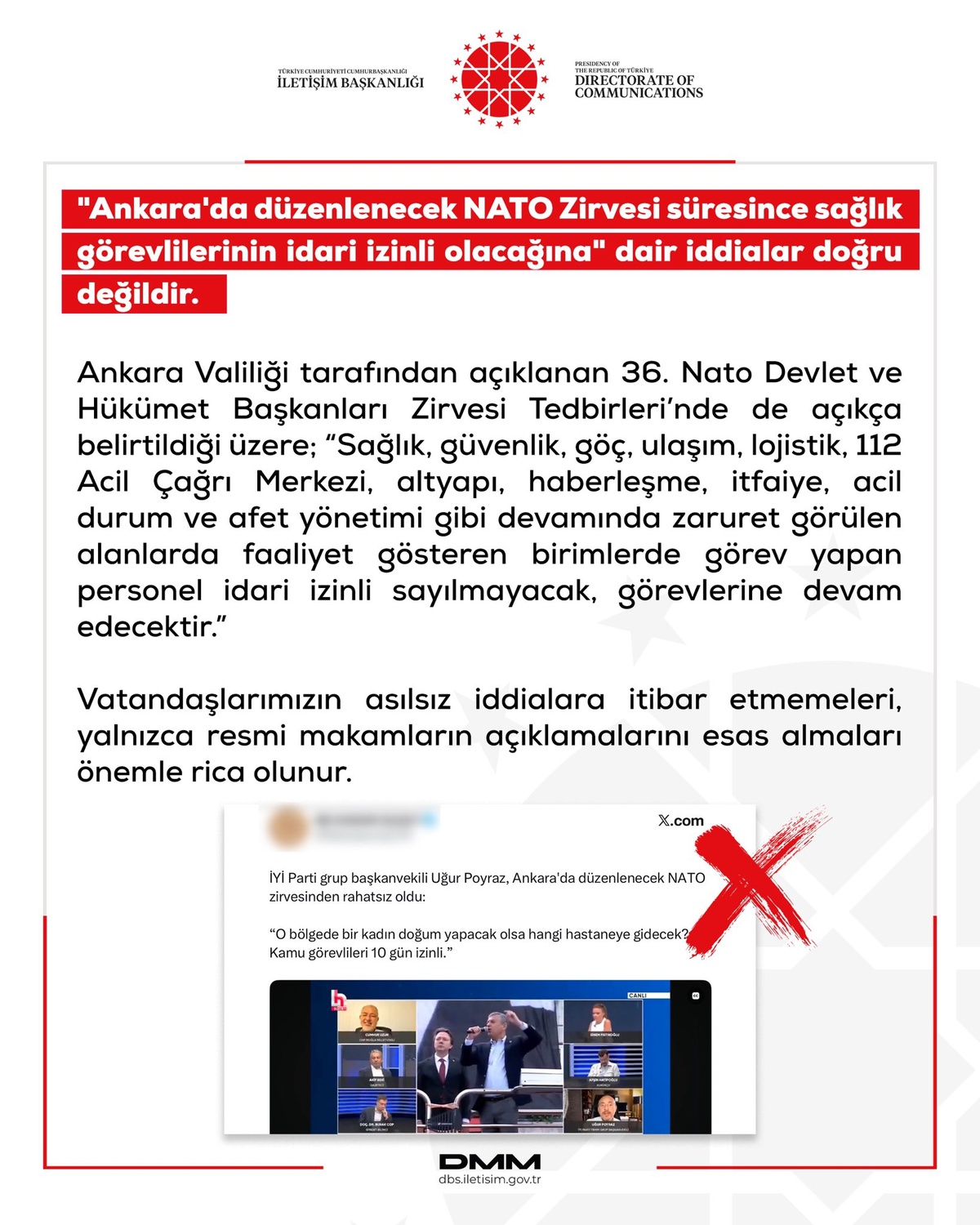NATO Zirvesi\'nde Sağlık Görevlileri İdari İzinli Değil