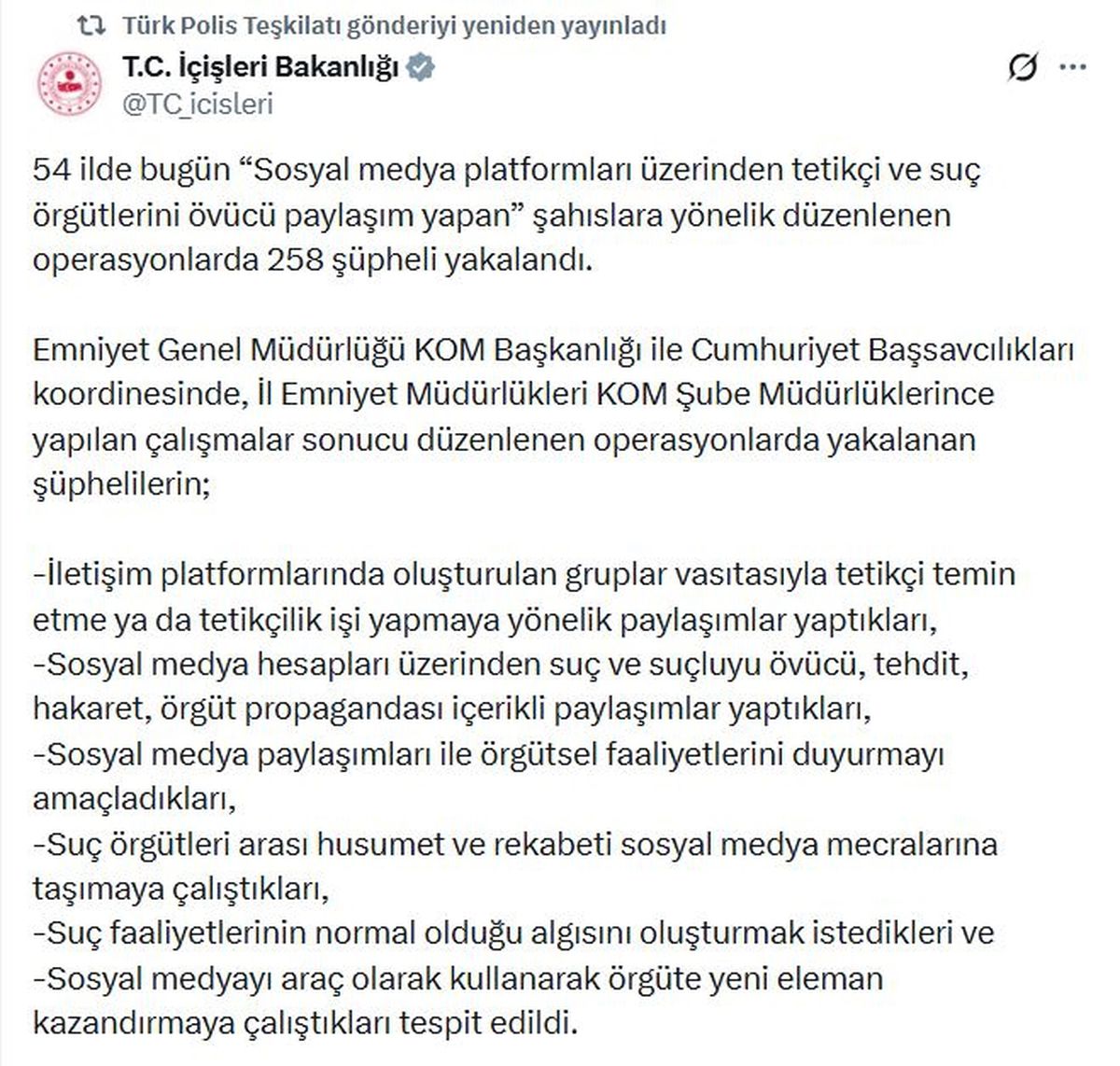 54 İl\'de Suç Örgütlerine Büyük Operasyon