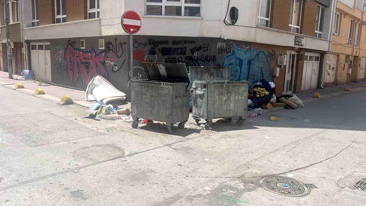 Tepebaşı\'ndaki sokaklarda çevre ve görüntü kirliliğine sebep olan çöpler