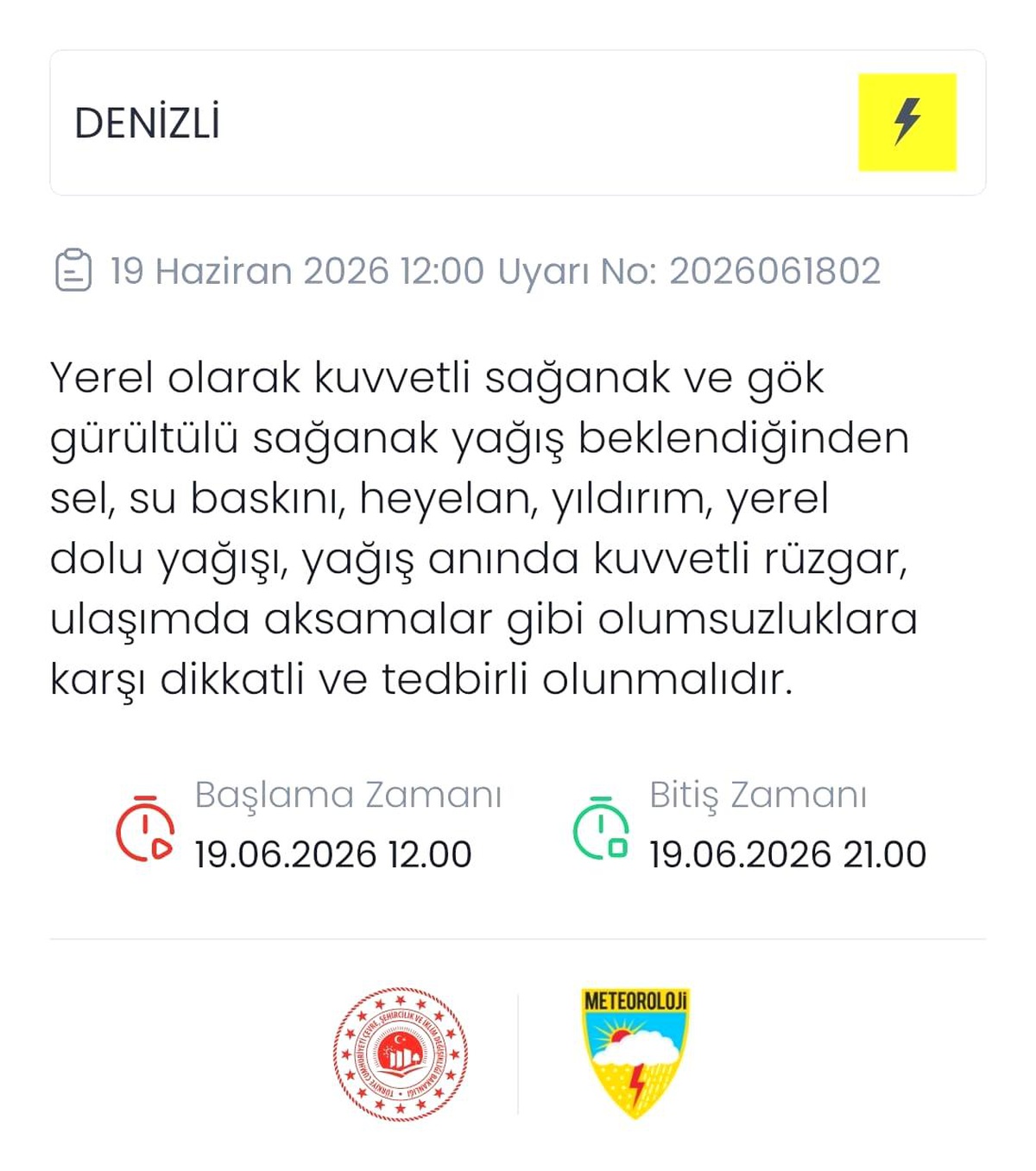 Denizli\'de Kuvvetli Yağış Uyarısı!