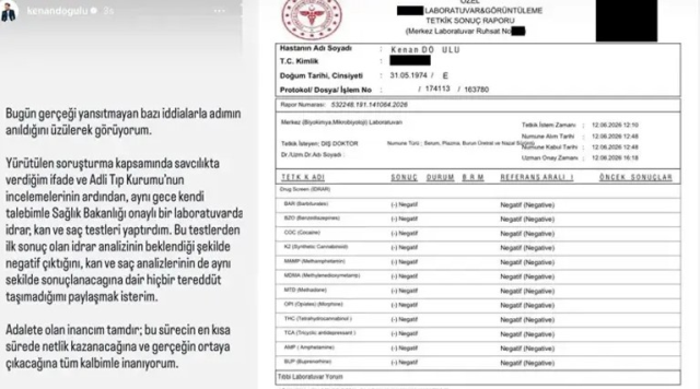 Uyuşturucu test sonucu pozitif çıkan Kenan Doğulu'dan ilk açıklama