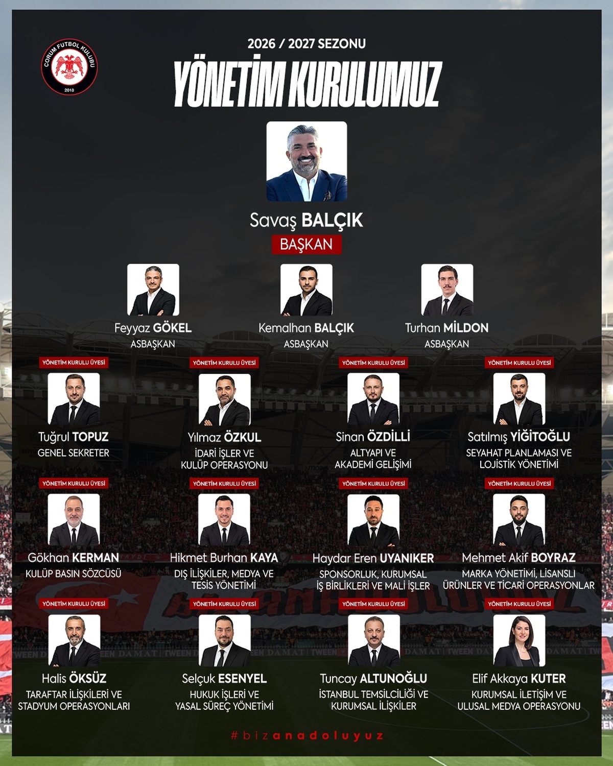 ARCA Çorum FK'nın Yeni Yönetimi Açıklandı