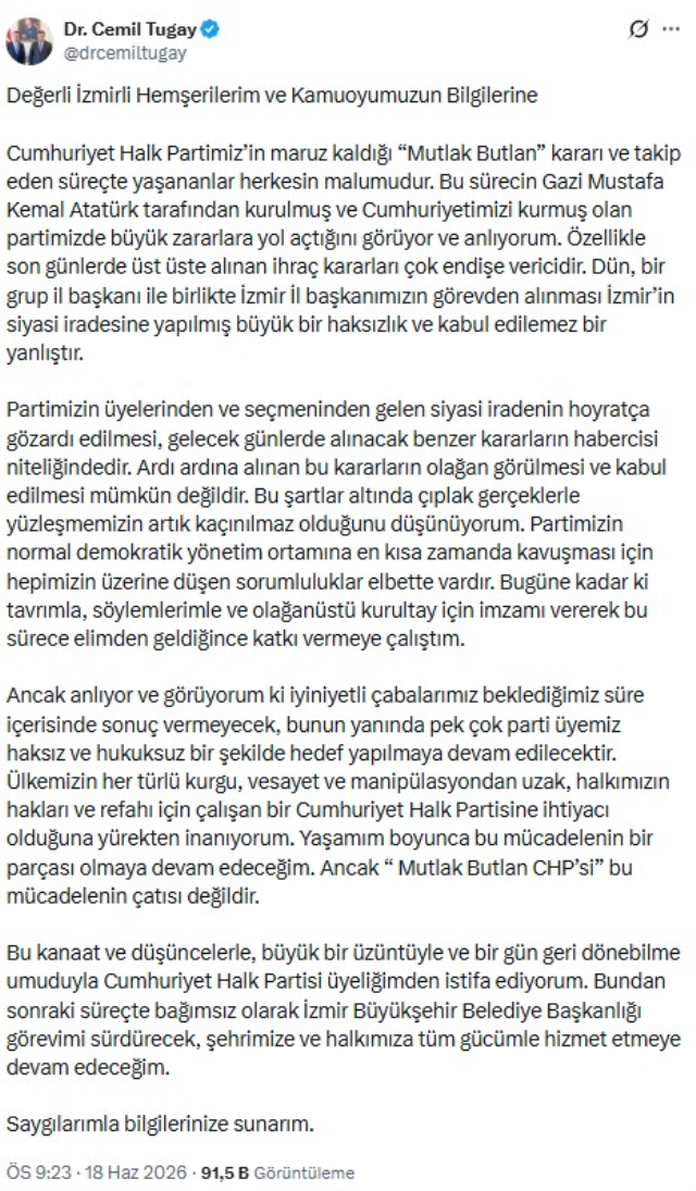 CHP'de İzmir depremi! Tire Belediye Başkanı da istifa etti