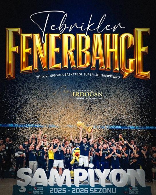 Cumhurbaşkanı Erdoğan’dan Fenerbahçe Beko’ya şampiyonluk tebriği