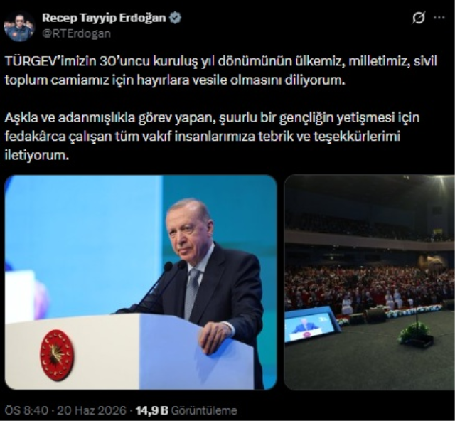 Cumhurbaşkanı Erdoğan TÜRGEV'in 30. kuruluş yıl dönümü programında konuştu: Akışa yön veren bir gençlik yetiştireceğiz