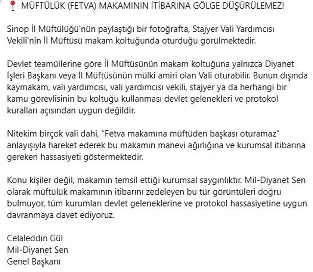 Müftü Koltuğuna Oturma Tartışması