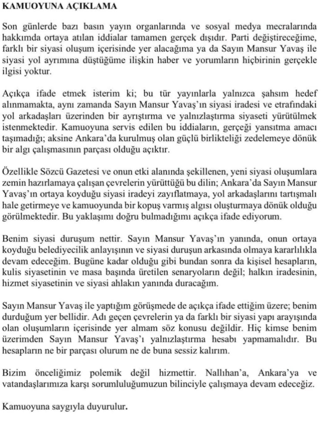AK Parti'ye geçeceği iddia edilen Nallıhan Belediye Başkanı Ertunç Güngör'den net yanıt