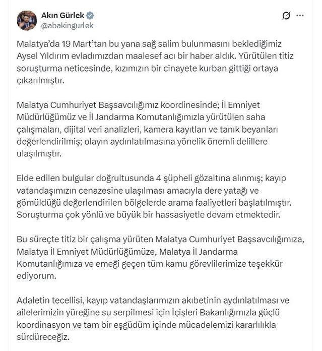 Malatya’da Kayıp Aysel Yıldırım Cinayete Kurban Gitti