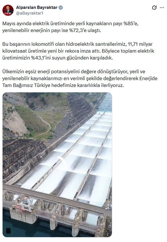 Mayıs’ta Hidrolik Üretim Rekoru