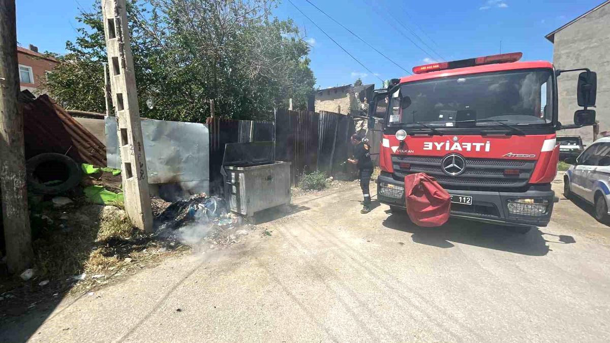 Karaman\'da Çöp Konteynerinde Yangın