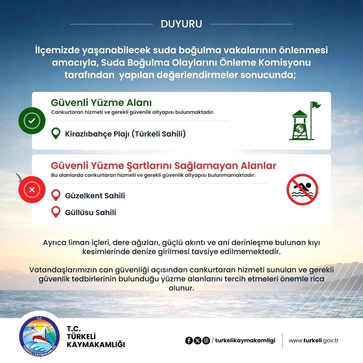 Türkeli\'de Güvenli Yüzme Alanları Belirlendi