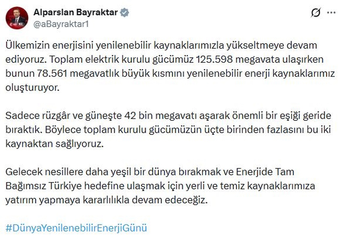Türkiye\'nin Elektrik Gücü 125 Bin MW\'ye Ulaştı